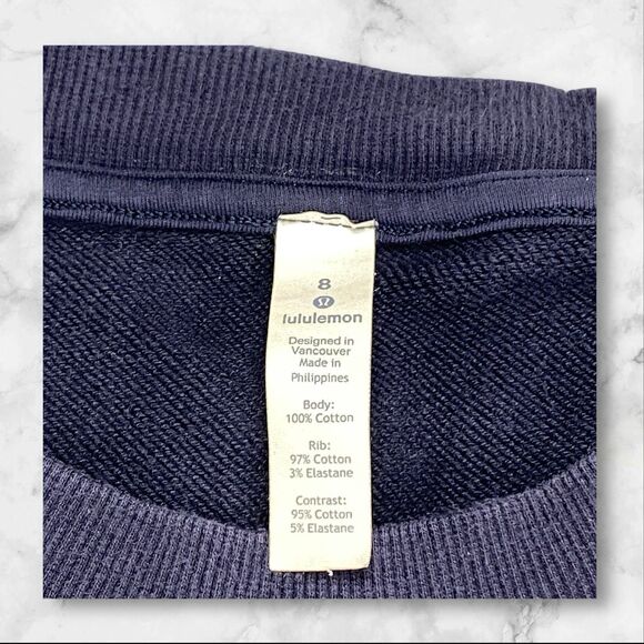 Lululemon Women size 8 Press Pause Crewneck Pullover Sweatshirt Navy - Picture 2 of 16